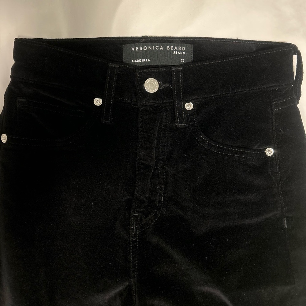 Veronica Beard Black Velvet Flare Women's Jeans - Picture 2 of 4
